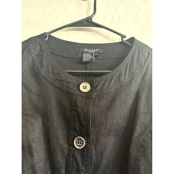 Sandro Black Button-Up Women's Top - Picture 11 of 15